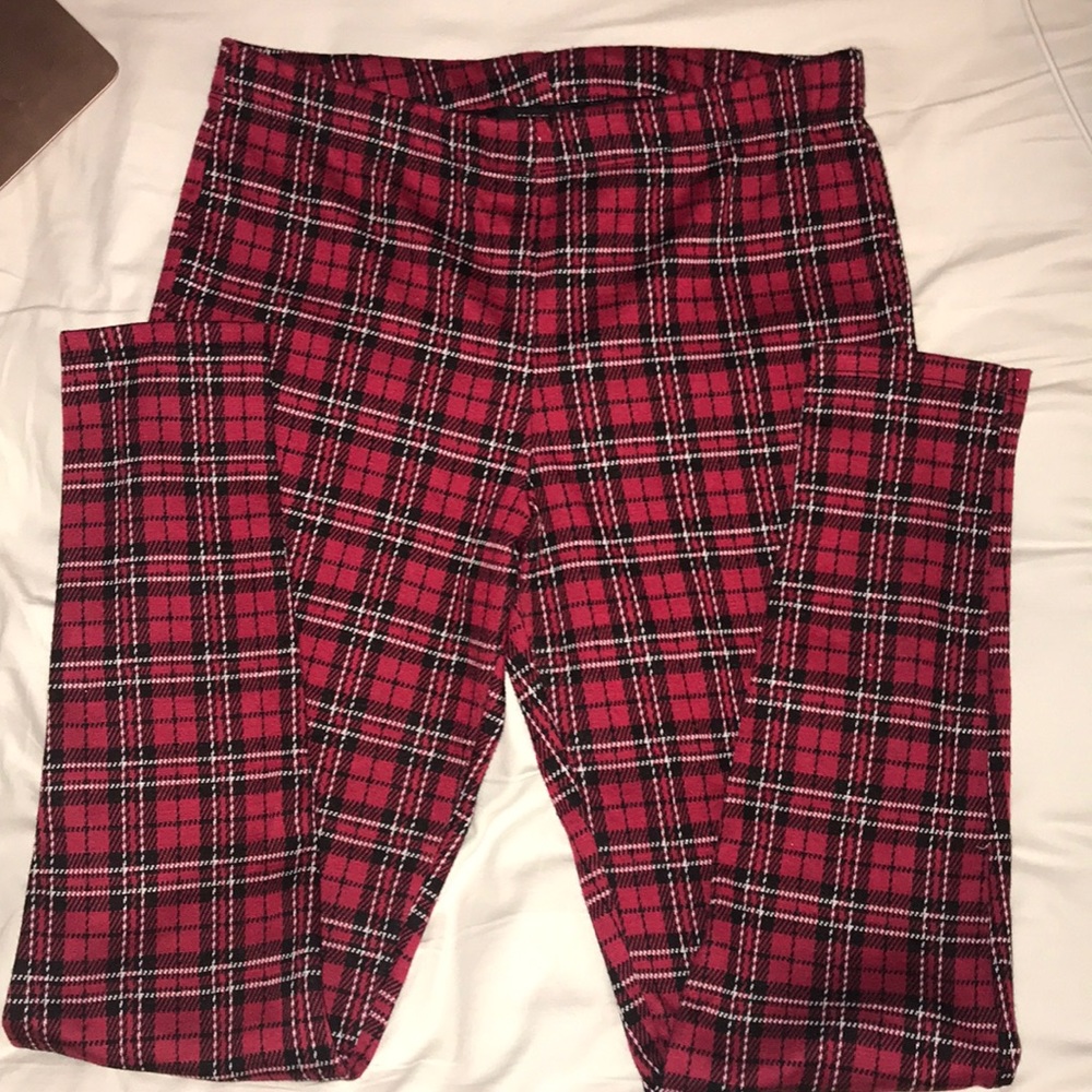 Plaid full length pants